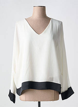 Blouse légère et transparente manches longues blanc COULEURS DU TEMPS femme