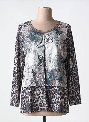 Top imprimé fantaisie manches longues gris GUY DUBOUIS femme