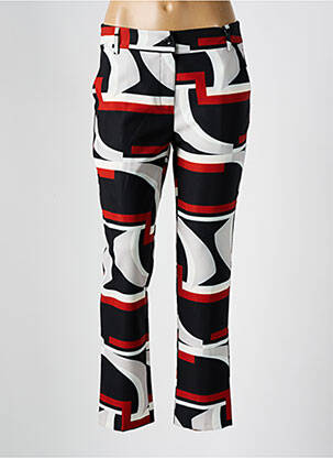 Pantalon chino fermeture zippée sous rabat boutonné taille normale noir COULEURS DU TEMPS femme