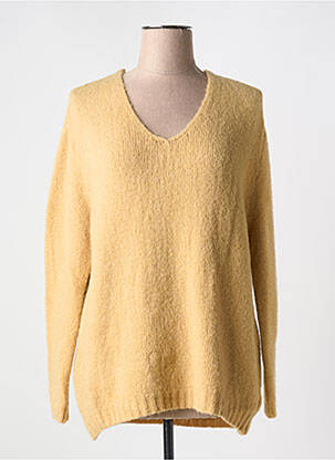 Pull col v manches longues jaune COULEURS DU TEMPS femme
