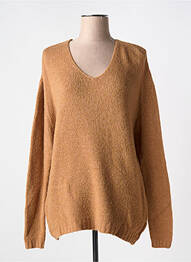Pull col v manches longues beige COULEURS DU TEMPS femme