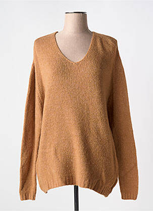 Pull col v manches longues beige COULEURS DU TEMPS femme