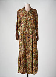 Robe longue manches longues manches longues marron COULEURS DU TEMPS femme