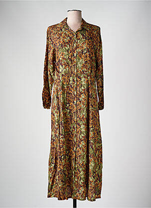 Robe longue manches longues marron COULEURS DU TEMPS femme
