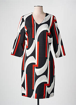 Robe mi-longue manches 3/4 manches 3/4 noir COULEURS DU TEMPS femme