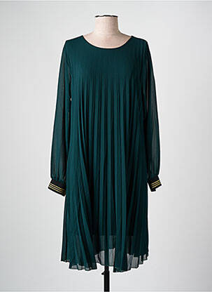 Robe mi-longue manches longues manches longues vert COULEURS DU TEMPS femme