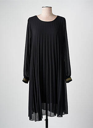 Robe mi-longue manches longues manches longues noir COULEURS DU TEMPS femme