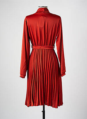 Robe mi-longue manches longues manches longues orange COULEURS DU TEMPS femme