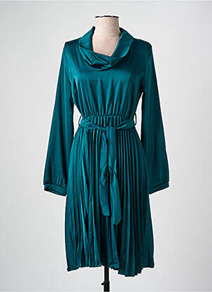 Robe mi-longue manches longues manches longues vert COULEURS DU TEMPS femme