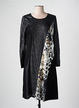 Robe mi-longue imprimé fantaisie manches longues noir MERI & ESCA femme