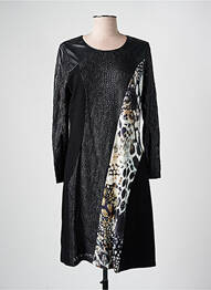 Robe mi-longue imprimé fantaisie manches longues noir MERI & ESCA femme