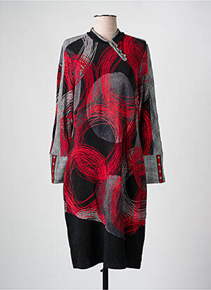 Robe mi-longue imprimé fantaisie manches longues noir MERI & ESCA femme