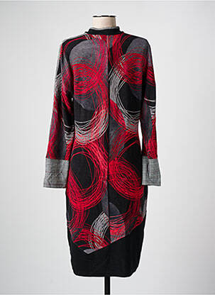 Robe mi-longue imprimé fantaisie manches longues noir MERI & ESCA femme