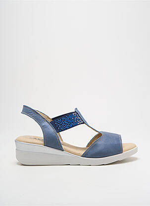 Sandales/nu pieds matière lisse talon de 4 à 6cm bleu BAERCHI femme