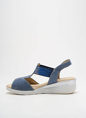 Sandales/nu pieds matière lisse talon de 4 à 6cm bleu BAERCHI femme