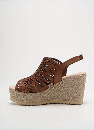 Sandales/nu pieds matière lisse talon de 7 à 9cm marron PUCHE femme