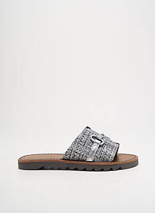 Mules/sabots tissage satiné talon plat jusqu'à 3cm argent CHATTAWAK femme