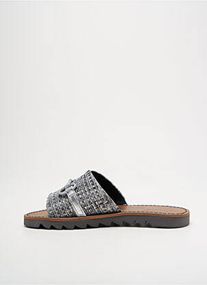 Mules/sabots tissage satiné talon plat jusqu'à 3cm argent CHATTAWAK femme