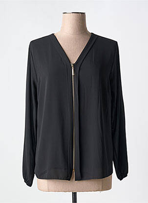 Chemisier tissage crêpe manches longues noir COULEURS DU TEMPS femme