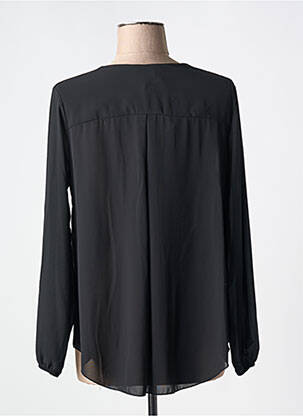 Chemisier tissage crêpe manches longues noir COULEURS DU TEMPS femme