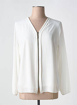 Chemisier tissage crêpe manches longues blanc COULEURS DU TEMPS femme