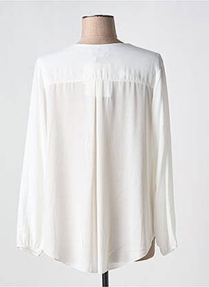 Chemisier tissage crêpe manches longues blanc COULEURS DU TEMPS femme