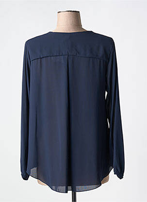 Chemisier tissage crêpe manches longues bleu COULEURS DU TEMPS femme