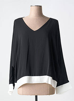 Blouse légère et transparente manches longues noir COULEURS DU TEMPS femme