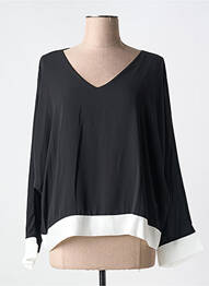 Blouse légère et transparente manches longues noir COULEURS DU TEMPS femme