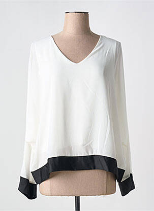 Blouse légère et transparente manches longues blanc COULEURS DU TEMPS femme