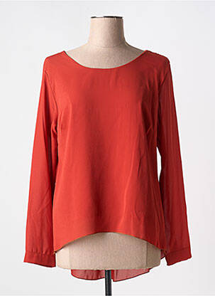 Blouse poignets boutonnés avec fente manches longues orange COULEURS DU TEMPS femme