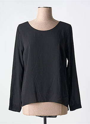 Blouse col rond manches longues noir COULEURS DU TEMPS femme