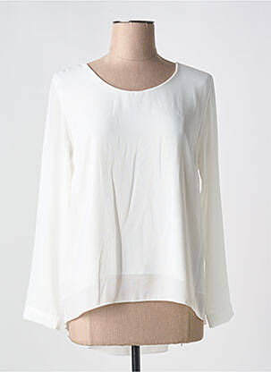 Blouse poignets boutonnés avec fente manches longues blanc COULEURS DU TEMPS femme