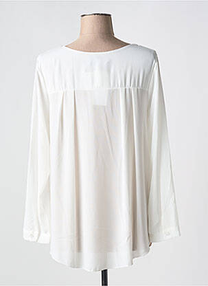 Blouse poignets boutonnés avec fente manches longues blanc COULEURS DU TEMPS femme
