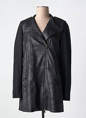Manteau long coupe cintrée sans capuche noir MERI & ESCA femme