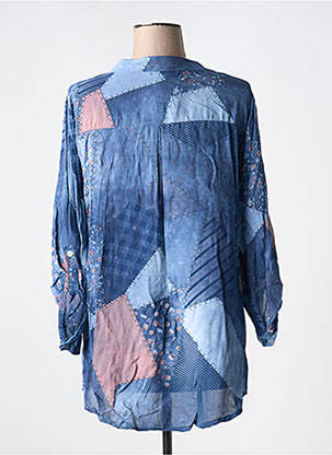 Tunique manches longues fermeture boutonnée sur le devant bleu COULEURS DU TEMPS femme