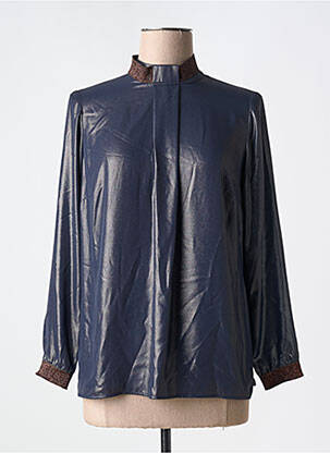 Blouse fermeture boutonnée au dos manches longues bleu MERI & ESCA femme