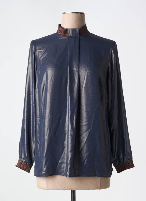 Blouse fermeture boutonnée au dos manches longues bleu MERI & ESCA femme