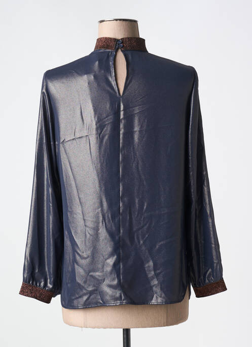 Blouse fermeture boutonnée au dos manches longues bleu MERI & ESCA femme