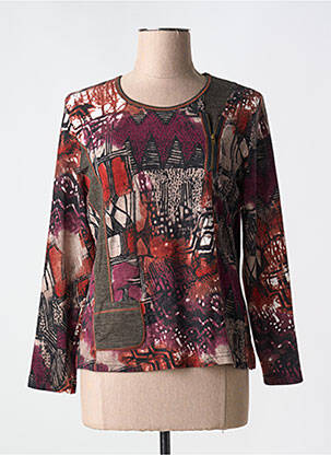 Pull coupe cintrée manches longues rouge GUY DUBOUIS femme