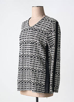 Pull tissage chiné manches longues noir GUY DUBOUIS femme