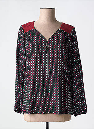 Blouse imprimé fantaisie manches longues noir FRANCE RIVOIRE femme