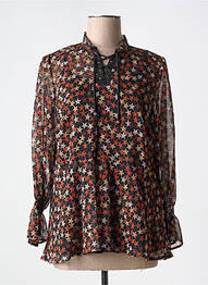 Blouse légère et transparente manches longues orange GUY DUBOUIS femme