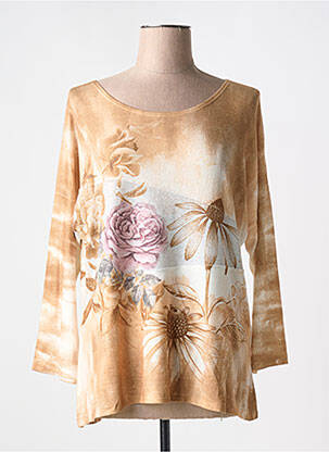 Top tissage jersey manches longues beige COULEURS DU TEMPS femme
