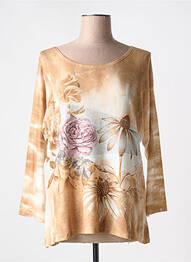 Top tissage jersey manches longues beige COULEURS DU TEMPS femme