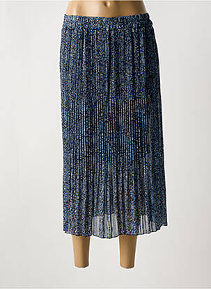 Jupe mi-longue taille normale bleu COULEURS DU TEMPS femme