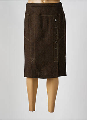 Jupe mi-longue coupe droite marron GUY DUBOUIS femme