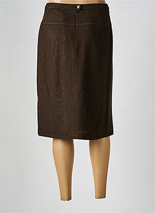 Jupe mi-longue coupe droite marron GUY DUBOUIS femme