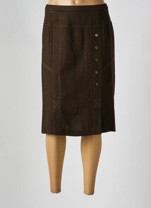 Jupe mi-longue marron GUY DUBOUIS pour femme