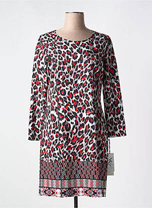 Robe mi-longue coupe fluide manches longues rouge FRANCE RIVOIRE femme